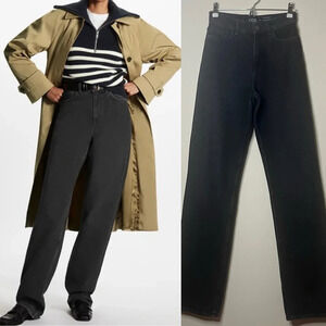 COS Loose Straight Leg High Rise Full Length Black Jeans